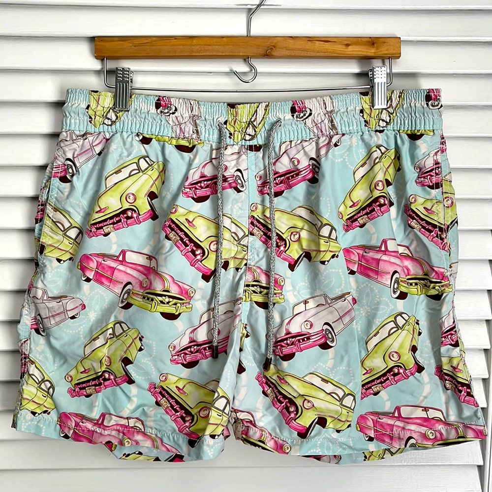 Vilebrequin Bathing Suit Swim Trunks Classic Car Print XXL